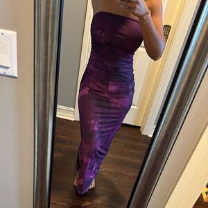 Purple Strapless Maxi Dress